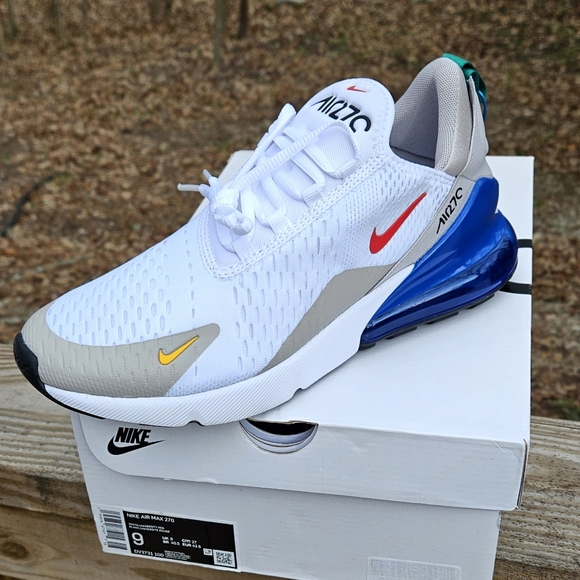 New Men's Nike Air Max 270 White Game Royal Blue Size (Tried On Once) - Picture 4 of 16